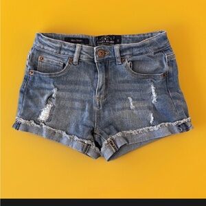 Lucky Brand Riley Distressed Blue Denim Short Girls Size 10 Adjustable Waist